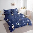 thumbnail image 3 of jejeloiu Cartoon Rocket Planet 7 Pieces Bedding Comforter Set,Space Theme Full Bedding Set For Boys Kids Reversible, 3 of 8