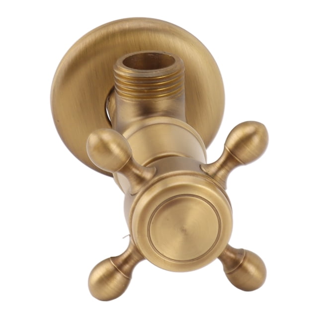 Angle Stop Shut Off Valve, Solid Brass Angle Stop Valve Retro Thickened Cold Hot Triangle Valve Explosion Proof Water Shut Off Valve