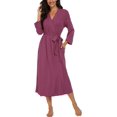 thumbnail image 3 of Peignoir pour Femmes Léger à Manches 3/4, Robe de Chambre Kimono à Col en V, Longue Tenue de Nuit, 3 of 5