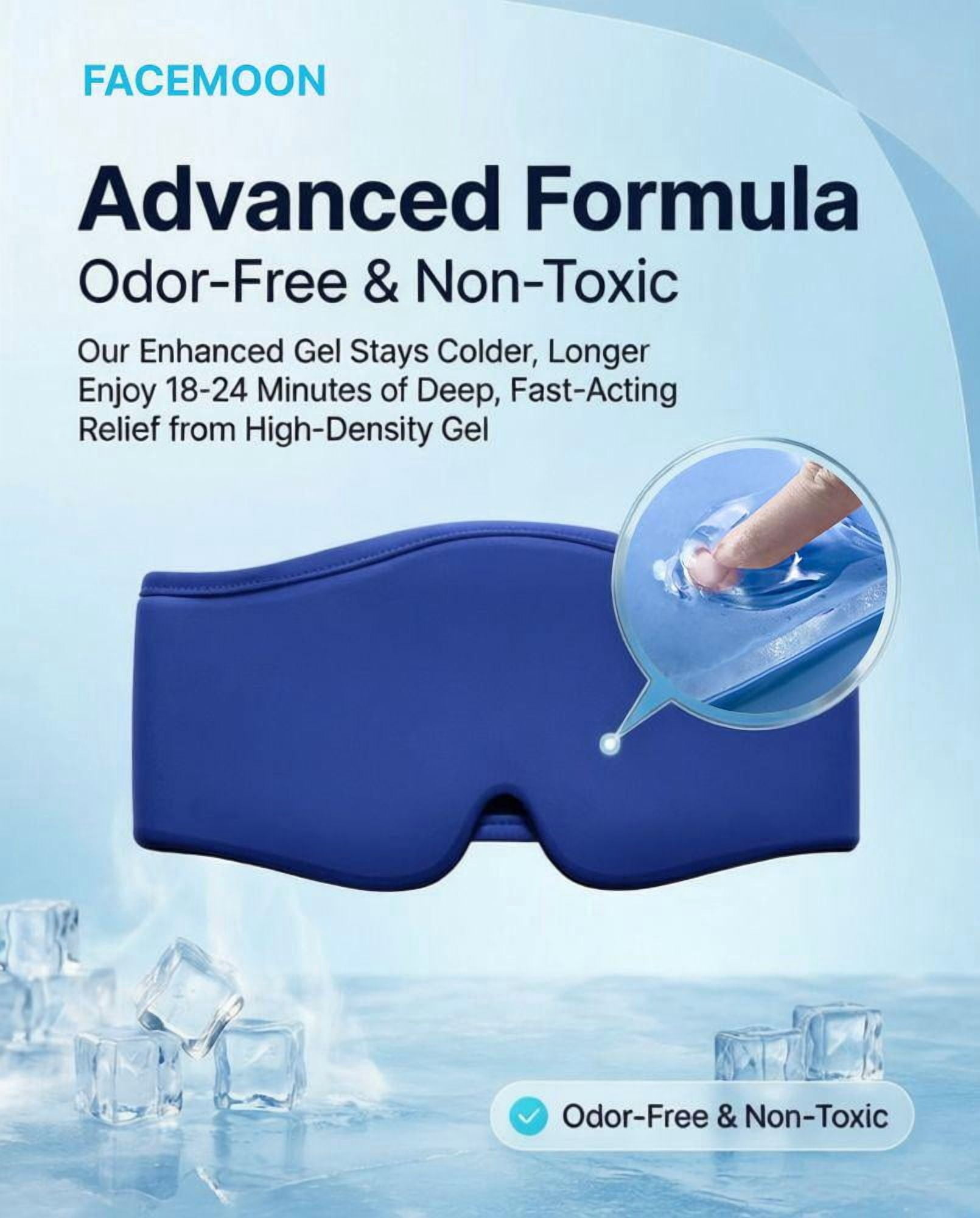 FACEMOON Cooling Eye Mask for Puffy Eyes, Cold Compress for Migraines Headache and Puffiness, Relaxation Gifts for Women, Gel Sleep Mask for Dark Circles, Reusable Face Ice Pack