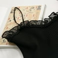 thumbnail image 5 of MESSUEN Spaghetti Strap Tank Top Going Out Tops Crew Neck Camisole Lace Jacket Blouse Solid Strap Vest Suspender Color Stitching Women Blouse Tee Shirts Womens Summer Shirts Black One Size, 5 of 9