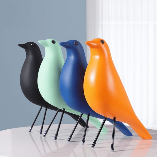Adornos en forma de pájaro suave, adornos de resina, artesanías, decoración creativa de escritorio simple para el hogar