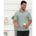 thumbnail image 3 of QPNGRP Men's Zipper Polo Shirts Short Sleeve Moisture Wicking Dry Fit Striped Casual Golf Shirts for Men Armygreen L, 3 of 6