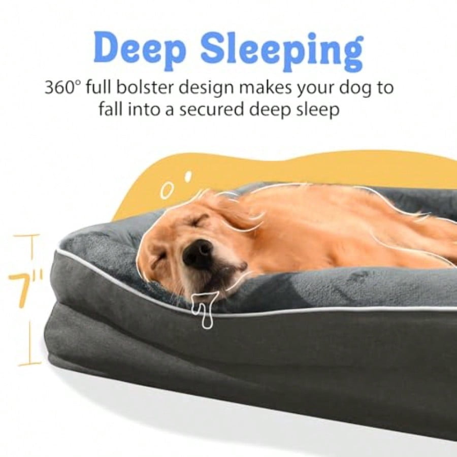 Washable Orthopedic Large Dog Bed Removable Orthopedic Foam Dogs Beds with Bolsters Waterproof Large Dog Bed and NonSlip Bottom Extra Large Dogs Beds Sofa