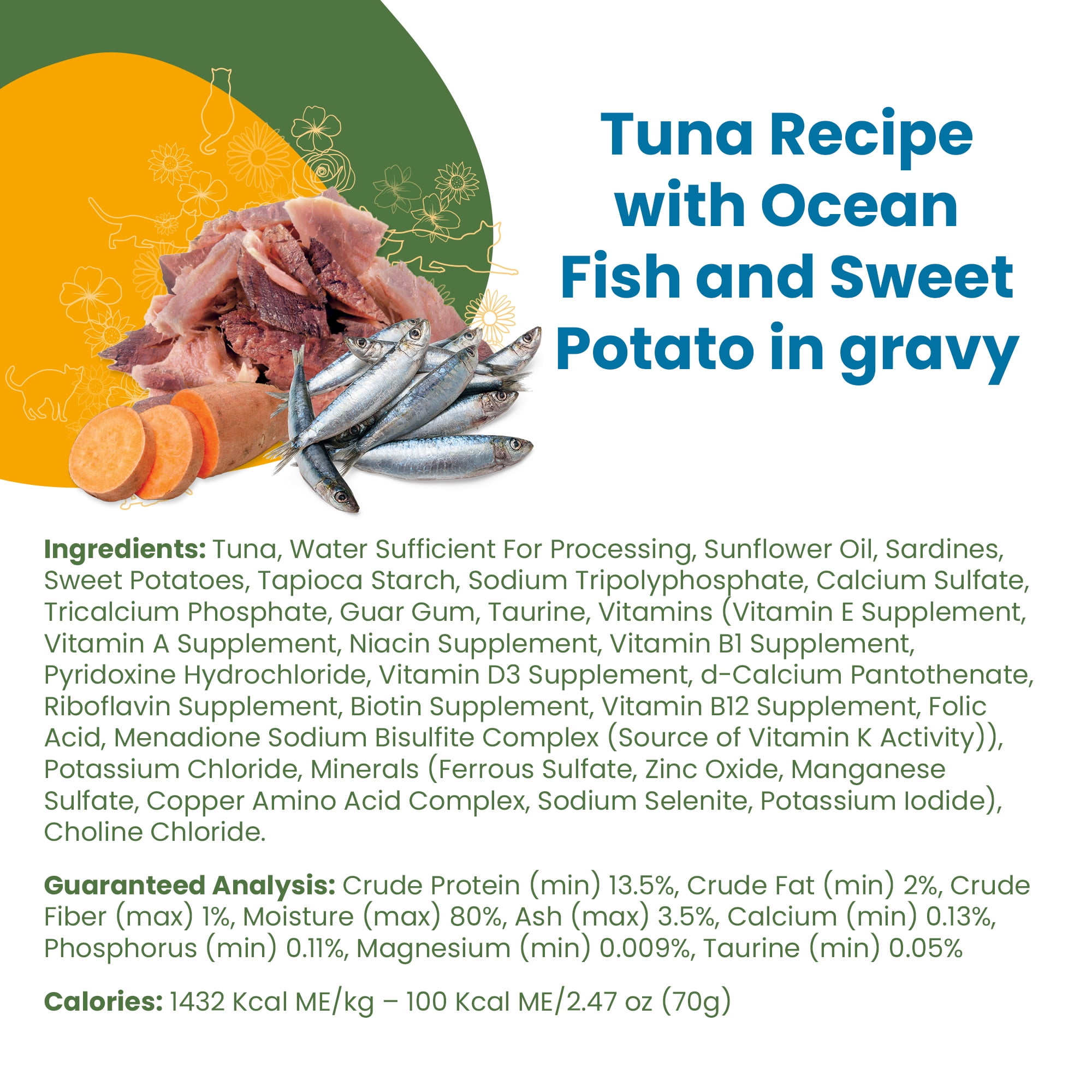 Almo Nature: Classic Complete Cat 12 Pack: Tuna Recipe With Ocean Fish & Sweet Potatoes In Gravy - 2.47oz Cans, Adult Cat Canned Wet Food, Grain Free