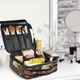 thumbnail image 5 of FORMRS Travel Makeup Bag Large Capacity Train Case Cosmetic Organizer with Adjustable Dividers, Red Abstract Eagle, 5 of 8