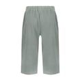 thumbnail image 5 of Bermuda Shorts for Women Petite Cotton Linen Knee Length High Waisted Pull On Baggy Shorts with Pockets Summer Casual Lounge Pants Light Gray XL, 5 of 5
