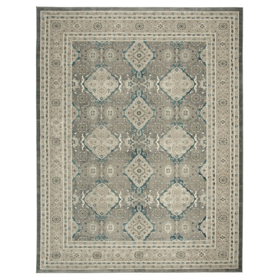 SAFAVIEH Sofia Raschelle Border Area Rug, Light Grey/Beige, 9' x 12'