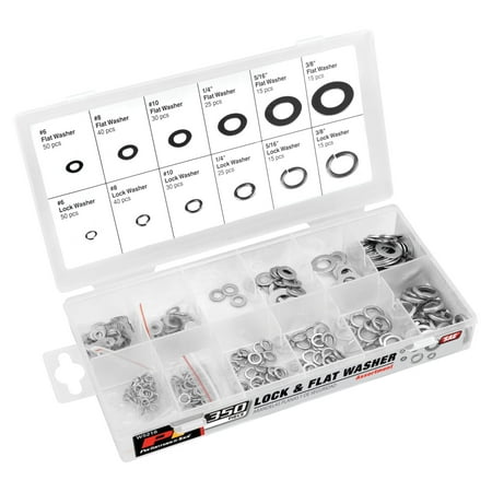 Performance Tool W5216 350pc SAE Lock & Flat Washer Assortment