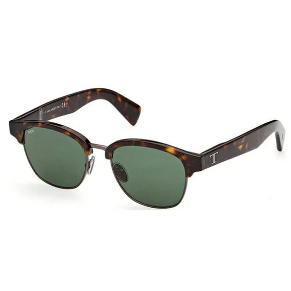 Tod's TO0332-52N Unisex Havana/Gunmetal Sunglasses Green Lens