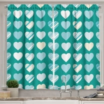 Ambesonne Valentine's Day Kitchen Curtains, Heart, 55"x45", Jade Green Seafoam Cream