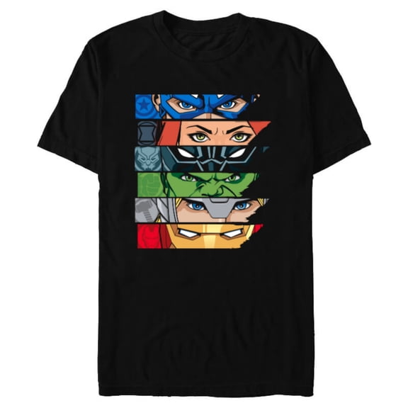 Marvel Avengers Super Hero Eyes Black - Short Sleeve Blended T-Shirt for Adults -Customized-Black