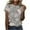 Gray#1, variant on Womens Beach Shirts Summer Outfits Womens Dressy Tops Women's Fashion Casual Short Sleeve Flower Print Round Neck Pullover Top Blouse