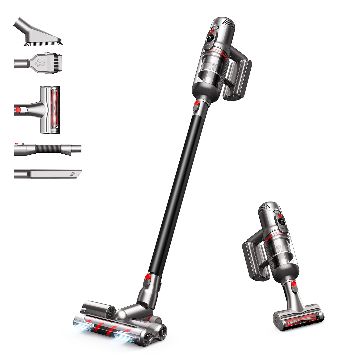 PUPPYOO Cordless Vacuum Cleaner T12 Mate, Powerful Suction Double Cleaning for All Surfaces