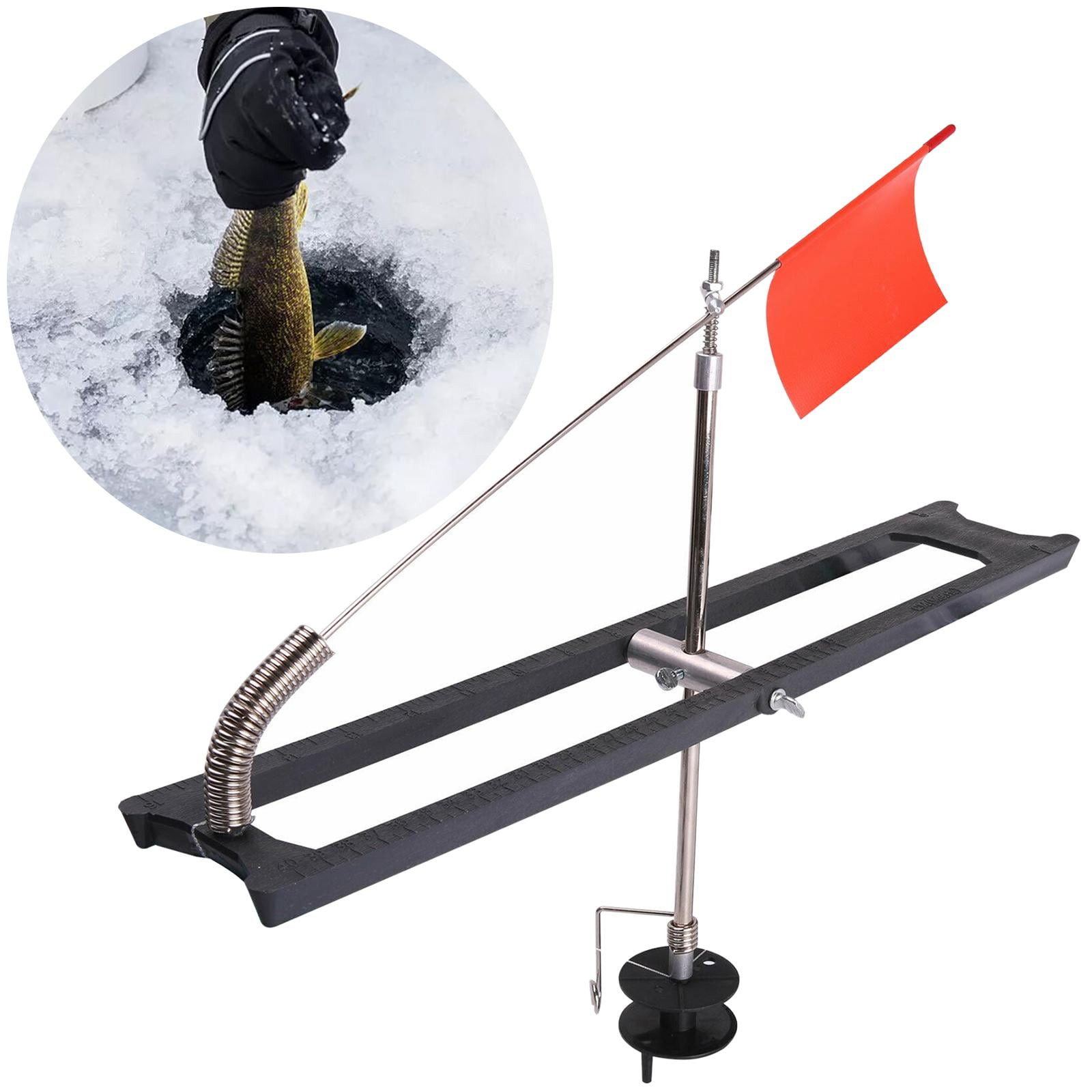 2Pcs Ice Fishing Rod Flag Portable Fishing Tackle Ice Fishing Tip-Ups with  Reel Ice Fishing Strike Indicators for Fishing Angler