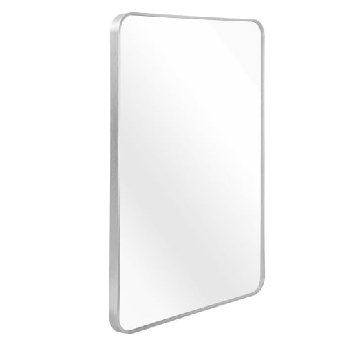 Dtwnek 30x40 Inch Silver Metal Frame Vanity Mirror Rectangular Wall Mirror for Bathroom, Living Room