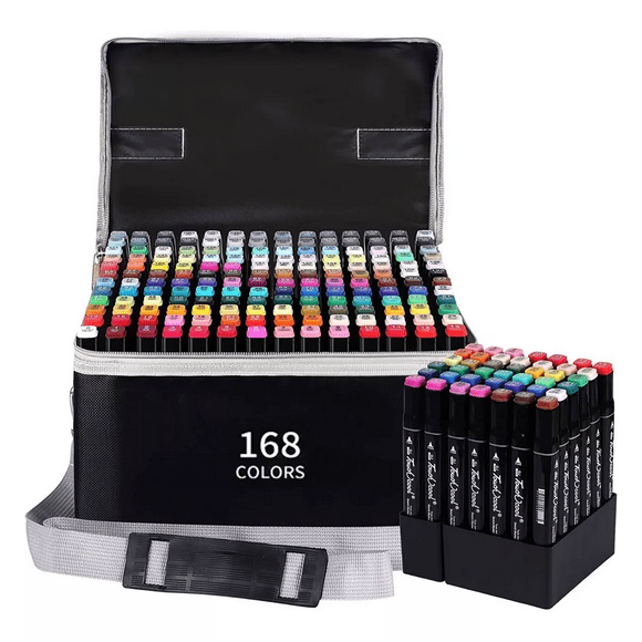 Marcadores Doble Punta Plumones Punta de Pincel 168 Pz Malubero Set de Plumones