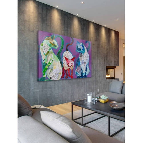 "Trois Chats" Painting Print on Wrapped Canvas