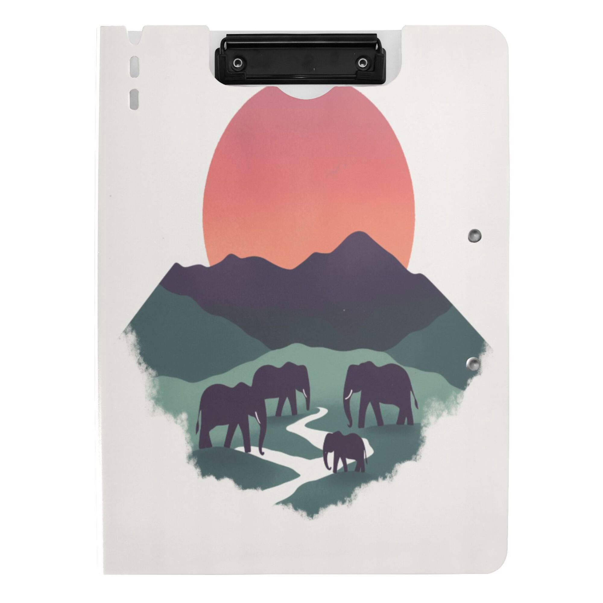 FORMRS A4 Clipboard Folder with Pen Holder Horizontal Foldable School Office Binder, Abstract Elephant
