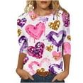thumbnail image 2 of Vetsdori Tops for Ladies Heart Print 3/4 Sleeve Valentines Pullover Holiday,Gifts for Girlfriend Love Cute Juniors Blouses Fashion, 2 of 6