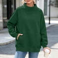 thumbnail image 6 of Oversized Sweatshirt for Women Zaewscy Women's Fashion Winter Sporty Solid Color Pocket Crewneck Loose Sweatshirt Army Green XXL, 6 of 9