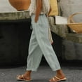 thumbnail image 2 of Women's Pants Fashion Casual Pants For Women High Waist Drawstring Capri With Pockets Wide Leg Cropped For, 2 of 4