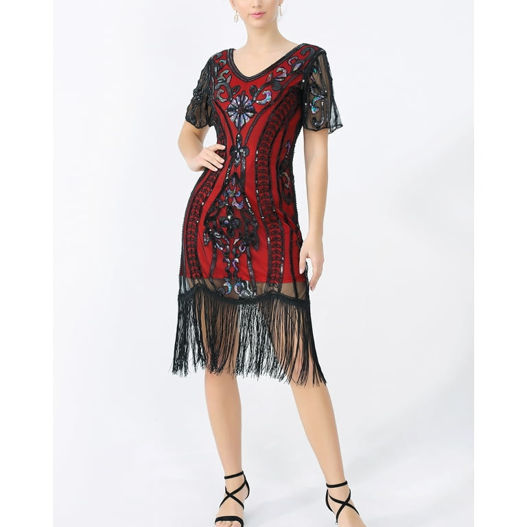 Whitewed 1920s Sequin Embroidered Flapper Dress – Vintage Tunic Costume For Themed Parties