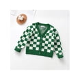 thumbnail image 2 of Franhais Toddler Boy Girl Knitting Cardigan, Checkerboard Print V-Neck Long Sleeve Button Closure Coat for Spring Autumn, 2 of 8