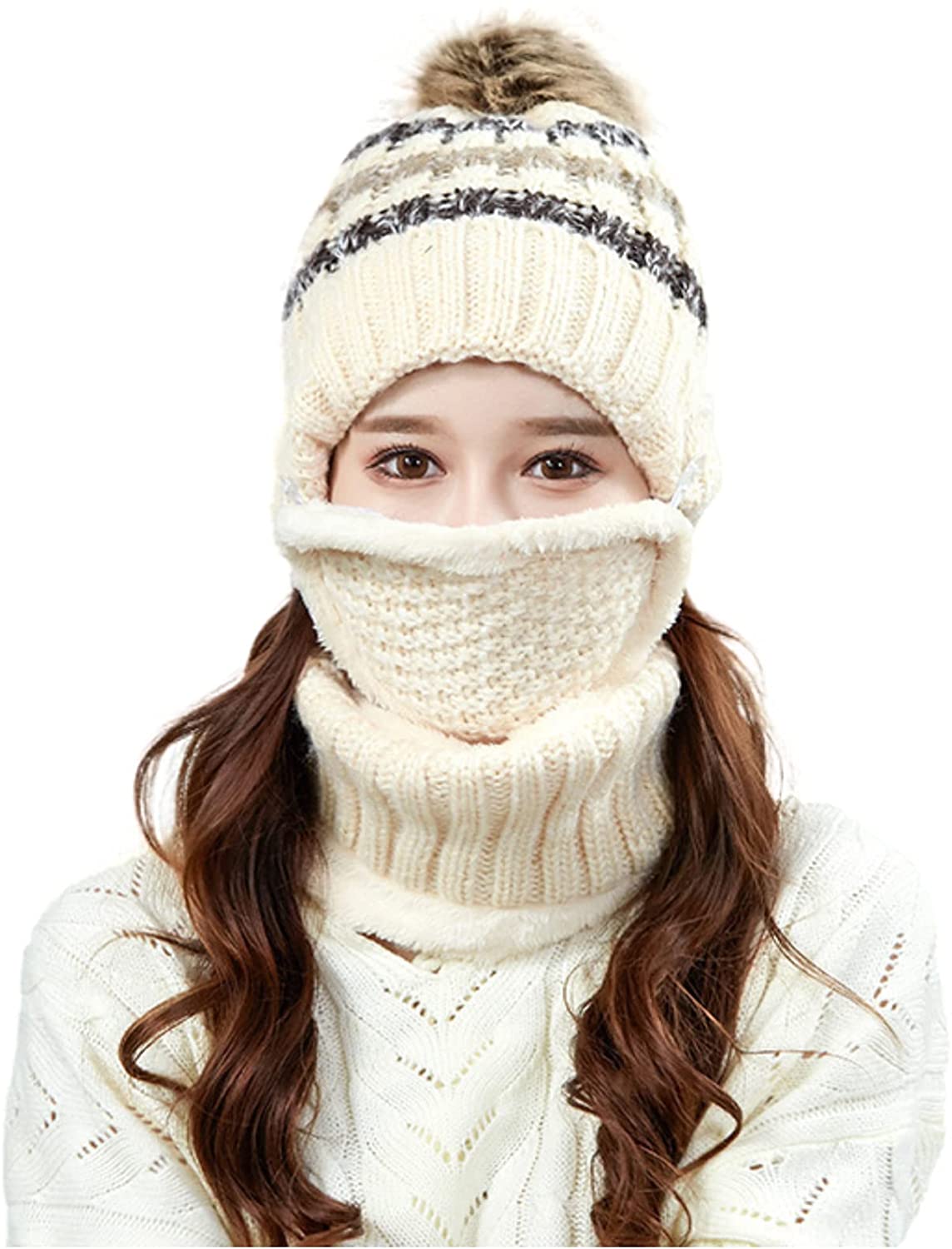 Winter Scarf Beanie Hat Set for Women 