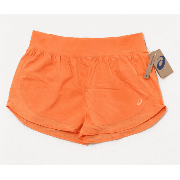 ASICS SHORTS WOMEN - 263 SZ LARGE ORANGE - 2 N 1 SHORTS PANTS RUNNING SPORT GYM