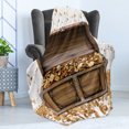 thumbnail image 4 of Chest Soft Flannel Fleece Throw Blanket, Wealth Themed Gold Coins Kings Ransom Wooden Box Pirate Treasure Picture, Cozy Plush for Indoor and Outdoor Use, 50" x 70", Umber Earth Yellow, by Ambesonne, 4 of 5