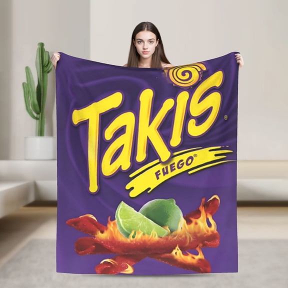 Takis 3D Flannel Throw Purple Blanket, Bright Orange Food‑Themed Soft Cozy Blanket for Couch Bed Home Decor Gift