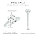 thumbnail image 5 of Rosec Jewels Round Moissanite Engagement Ring with Side Stones - 8 mm - 2 Carat Moissanite Solitaire Ring - D-VS1 Grade, 18K White Gold, US 7.50, 5 of 8
