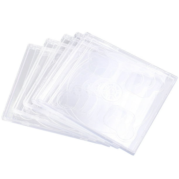 Estuche de CD doble de 5 piezas con bandeja transparente ensamblada, estuche de repuesto transparente estándar para DVD, paquete de CD portátil (transparente)
