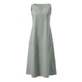 thumbnail image 5 of HongQid Womens Sleeveless Henley Maxi Dress Linen Blend Casual A Line Dress With Pockets Summer, 5 of 5