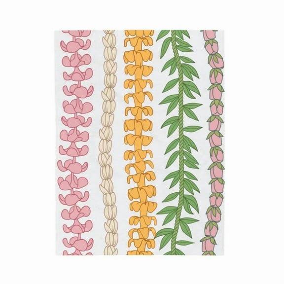 [Flannel Blanket] Hawaiian Floral Wreath Flannel Blanket ,AllSeason Home Decor Tropical Beach Villa  Vibrant Pink & Orange Flowers on White Perfect Gift Idea for Living Room or BeachThemed Spaces