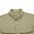 thumbnail image 3 of Cargo Shirts for Men with Pockets Long Sleeve Quick-Drying T-Shirts Button-Down Collared Slim-Fit Solid Color Nylon Hiking Tshirts Tops, 3 of 7