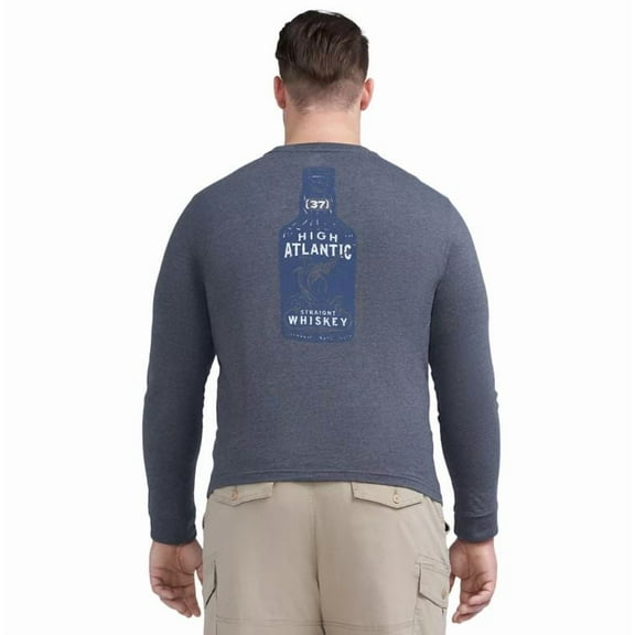 IZOD Men's Long Sleeve Saltwater Graphic T-Shirt, Carbon Heather, 2X-Large
