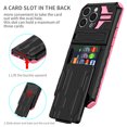 thumbnail image 3 of Heavy Duty Case for iPhone 16 Pro Credit Card Slot Holder Kickstand Bracket Cover, Military Grade Dual-Layers Rugged PC Shockproof Anti-Scratches Lens Protection Case, Pink, 3 of 9
