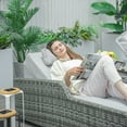thumbnail image 2 of Direct Wicker 3-Piece Outdoor Rattan Wicker Lounge Chairs Set w/ Cushion & Pillow, Adjustable Reclining Backrest Lounger Chairs and Table - Gray, 2 of 11