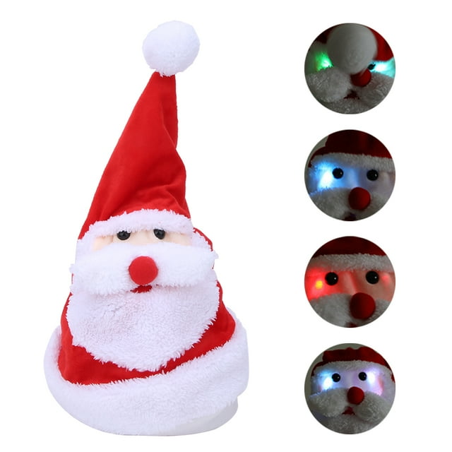 Sombrero musical de Papá Noel, encantador sombrero eléctrico de Navidad de Papá Noel, decoración ligera, sombrero de Navidad de calidad superior