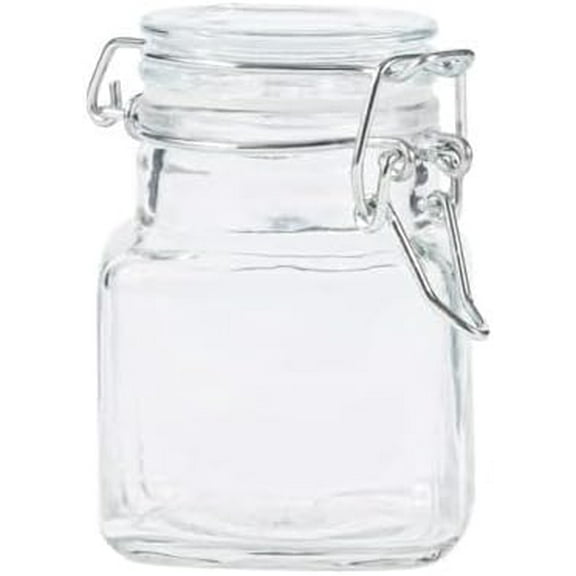 EcoQuality 4oz Square Glass Mason Jar with Airtight Leak Proof Hinged Lid Storage Container for Spices, Herbs, Honey, Seasonings, Condiments, and DIY Crafts (8)