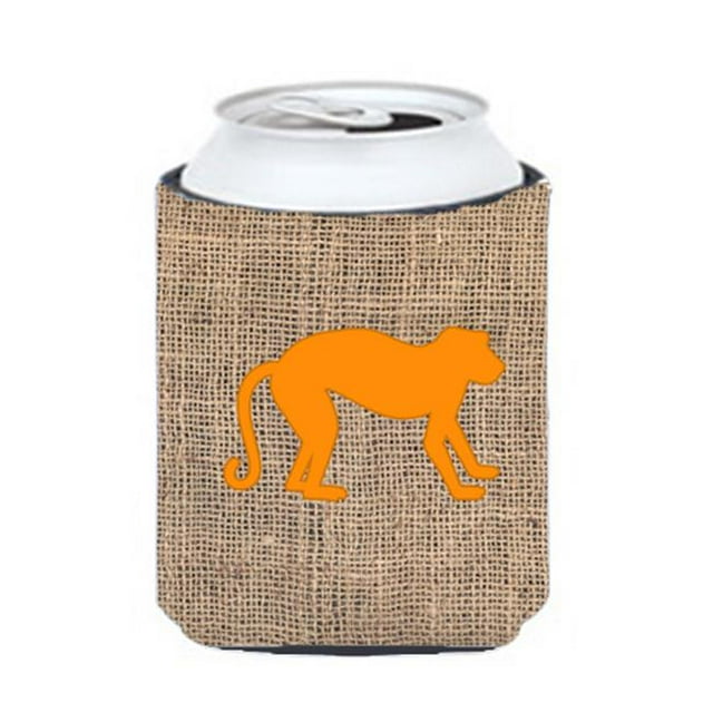Monkey Burlap And Orange Can Or Bottle Hugger