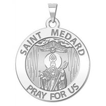 Picturesongold.Com Saint Medard Religious Medal Pandant - 2/3 in Size of Dime, Sterling Silver
