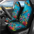 thumbnail image 2 of Binienty Floral Dragonfly Car Seat Covers Front And Back Women Vintage Automotive Seat Covers Full Set With Steering Wheel Cover Shoulder Strap Pads Wristlet Keyring Car Accessories Interior Set, 2 of 8