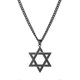 thumbnail image 1 of Collar judío con colgante de hexagrama de David para hombres y mujeres, de acero inoxidable de ley, joyería Magen David con cadena resistente, color negro, código de modelo 20517 Negro, 1 of 3