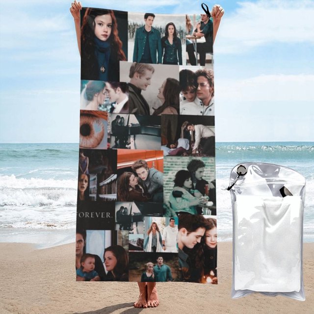 Toalla de playa de la saga Crepúsculo, suave, ligera, de secado rápido, absorbente, grande, para baño, para niños y adultos, para viajes, natación, playa, gimnasio, camping, yoga, 31,5 x 63 pulgadas
