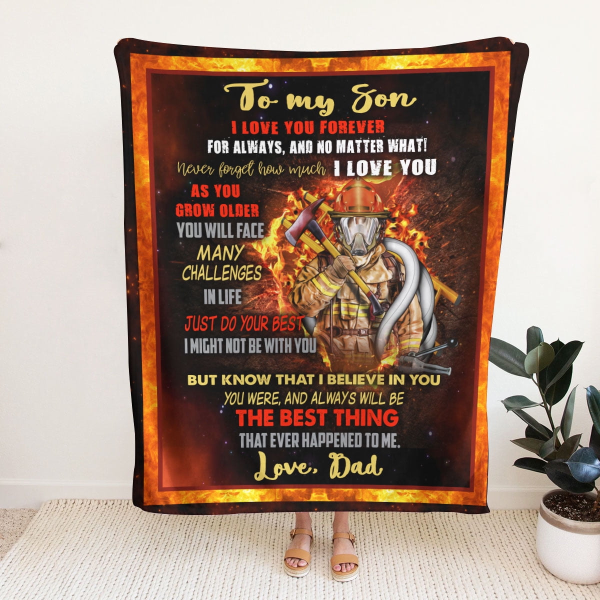 LLC To My Son Blanket, Son and Dad Blanket, Fireman