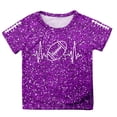 thumbnail image 4 of HCYSFG Girls Football T Shirts Heartbeat Graphic Glitter Print Crewneck Short Sleeve Match Day Graphic Tees Casual Sports Tops, 4 of 4