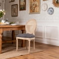 thumbnail image 4 of Dining Chairs Dining Chairs Set of 2 French Country,Rattan Upholstered Vintage Farmhouse Fabric Chair with Round Backrest and Solid Wood Legs,Mid Century Antique Chair for Living Room,Kitchen,Restaur, 4 of 14